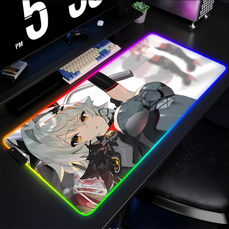 RGB Mouse Pad Gamer PC Computer Zenless Zone Zero Desktop Mat ZZZ Caesar King Keyboard Pad LED Anime Gaming Accessories Mousepad