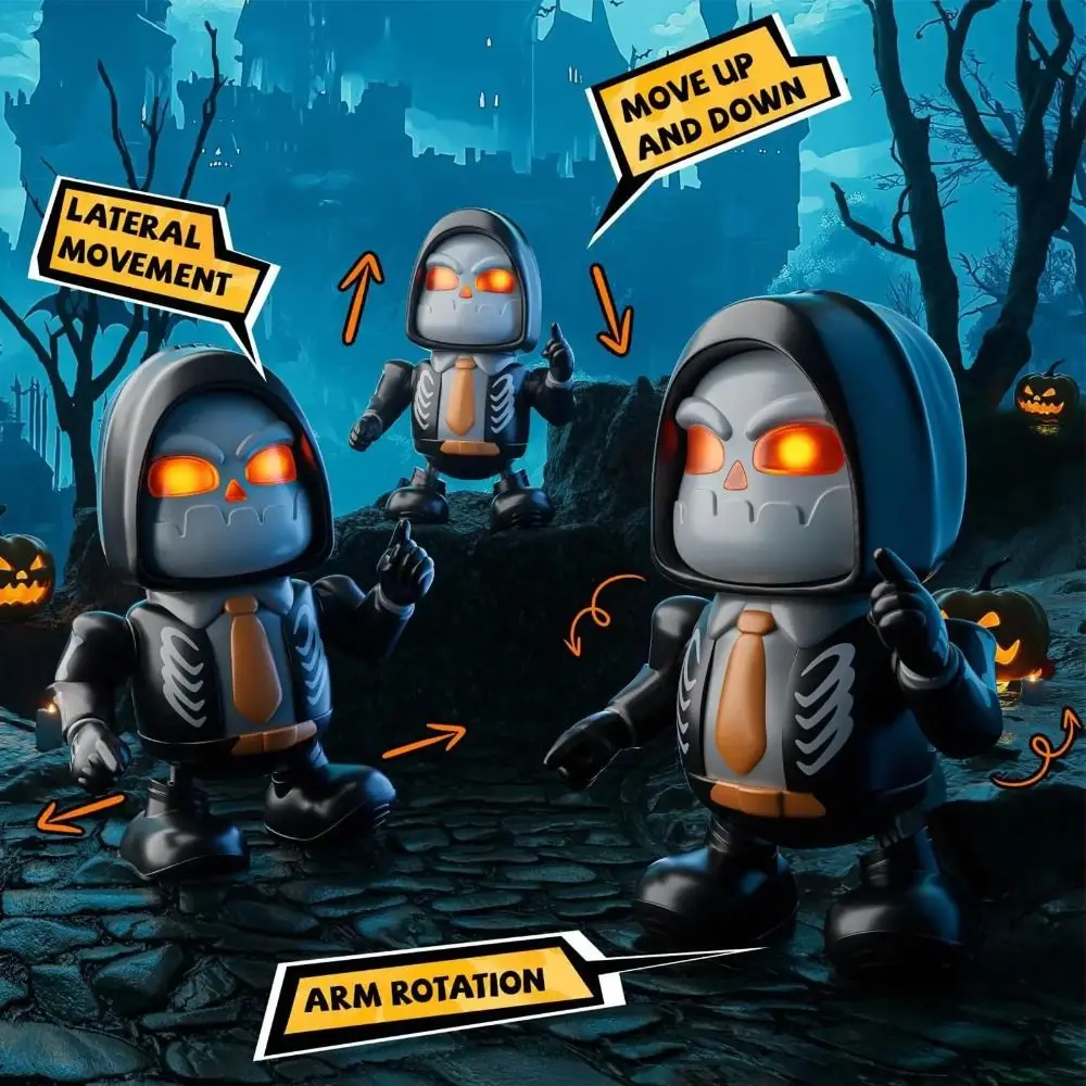 Plastic Halloween Dancing Robot Toy with Sound Simulation 3D Skeleton Dancing Toy Craft Decor Light