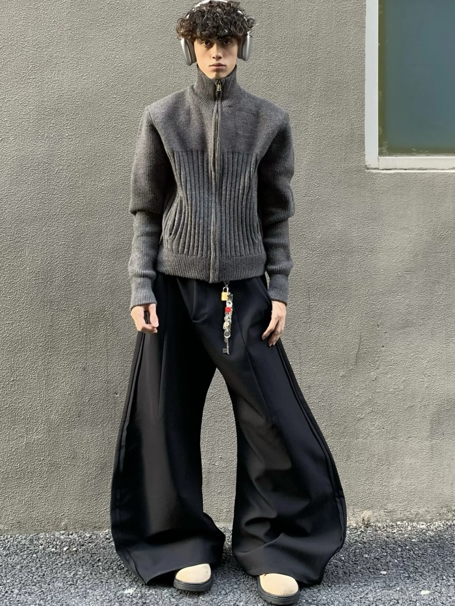 

Retro American Knitted Open Cardigan Loose Fit Men's Sweater Outerwear Casual Sle Polyester Fiber Long Sve Youth Faion