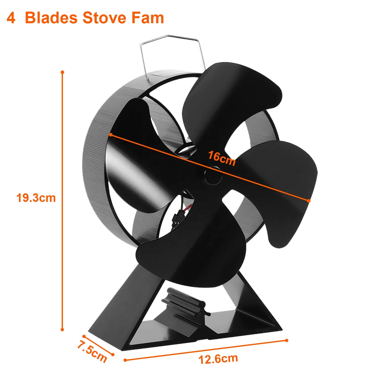 لا توجد بطاريات، مروحة موقد علوية تعمل بالطاقة الحرارية لحرق الخشب والغاز