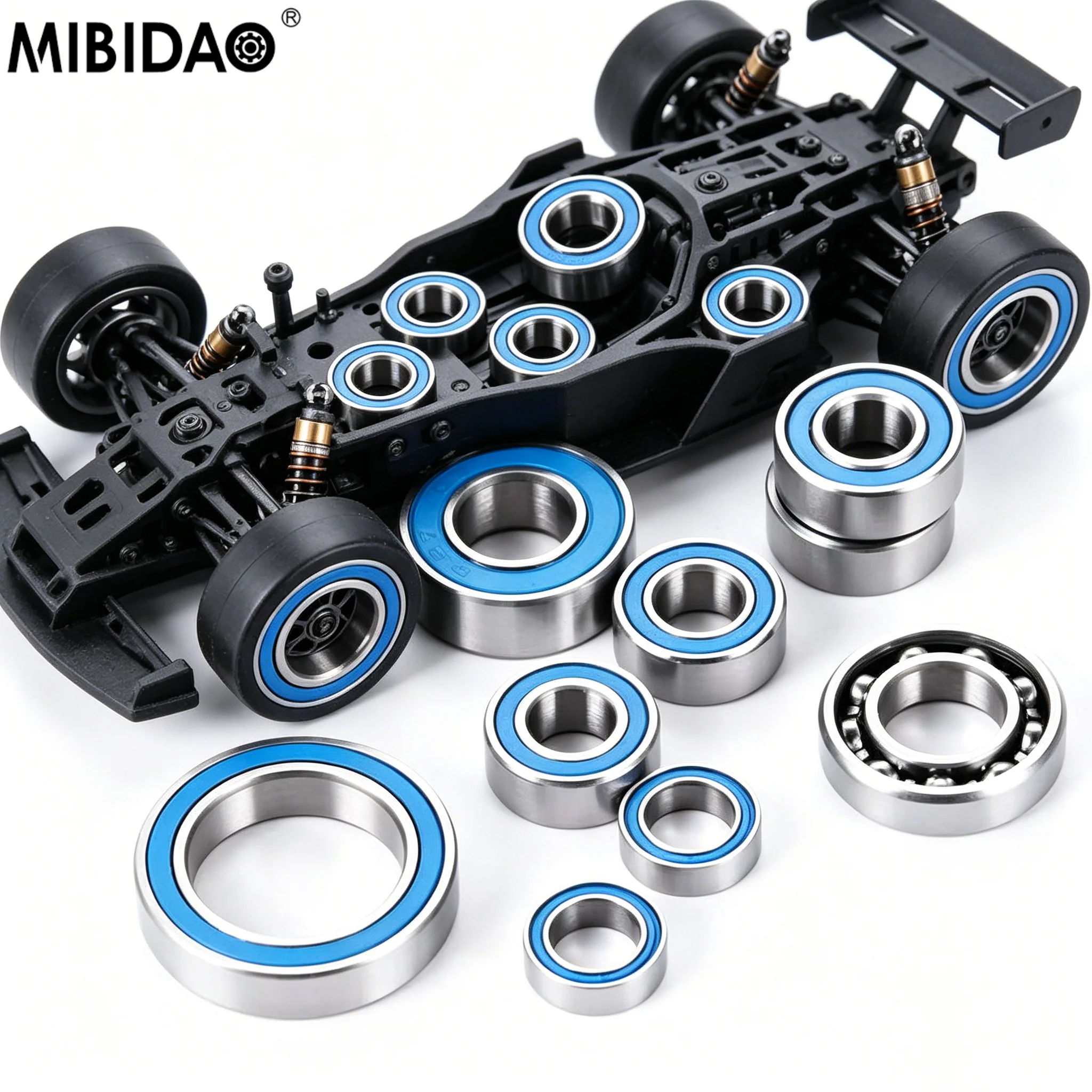 

MIBIDAO Metal Bearing Set Smooth Bearing Kit Replacement Parts For 1/16 RC Car Off Road Buggy Upgrade Accessories