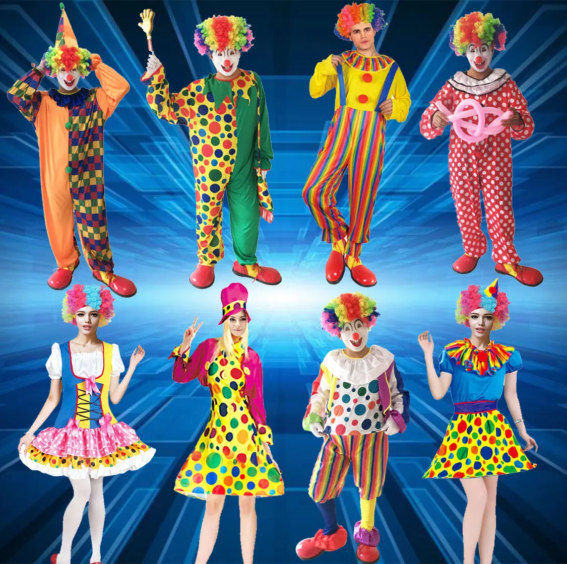 

loween Cosplay Costume Stage Props Clown Performance Costume Role-plang Apparel Chinese Production Summer 2023