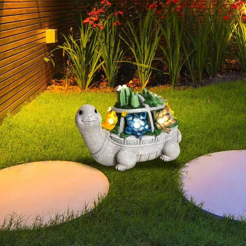 Turtle Garden Decor Resin Crafts Small Ornaments Luminous Turtle LED Solar Light Outdoor Courtyard Garden Lawn Decoration Statue