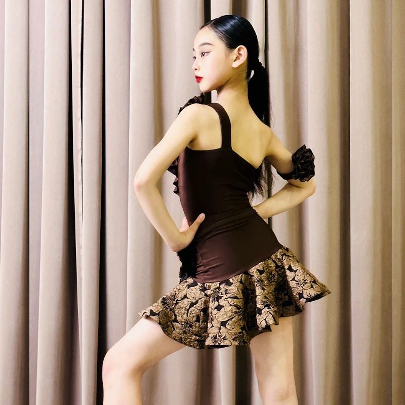 customized women's adult Latin dance costume girls' practice children's high-end professional performance dress set fringe skirt