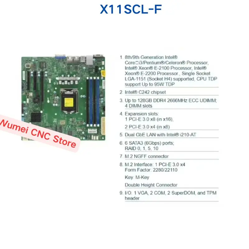 

Brand new Server Motherboard For Supermicro Single-channel C242 Chip LGA 1151 X11SCL-F