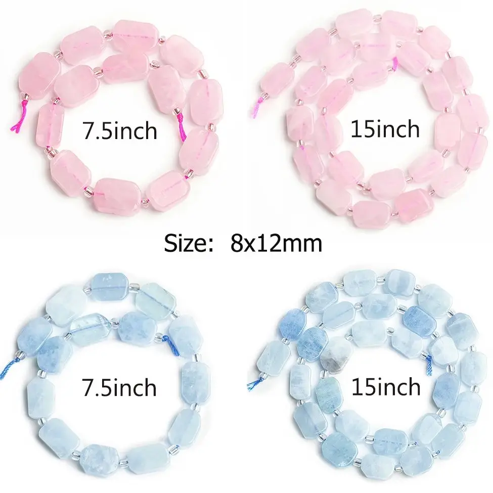 8x12mm AA Natural Amazonite Aquamarine Stone Rectangle Shape Beads For Jewelry Making DIY Bracelet Necklace Beading Accessories