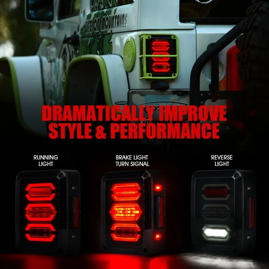 أضواء خلفية LED متوافقة مع جيب رانجلر JK JKU 20072018 المصابيح الخلفية الخلفية مع إشارة الانعطاف احتياطية ضوء الفرامل التوصيل اللعب الدخان