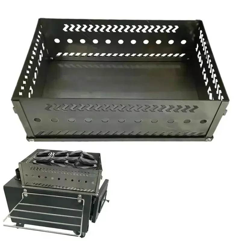 صندوق حريق فحمي قابل للطي حامل حجر ساونا مقاوم للحرارة ملحقات موقد الخشب للساونا التنزه الصيد الطبخ الشواء #3