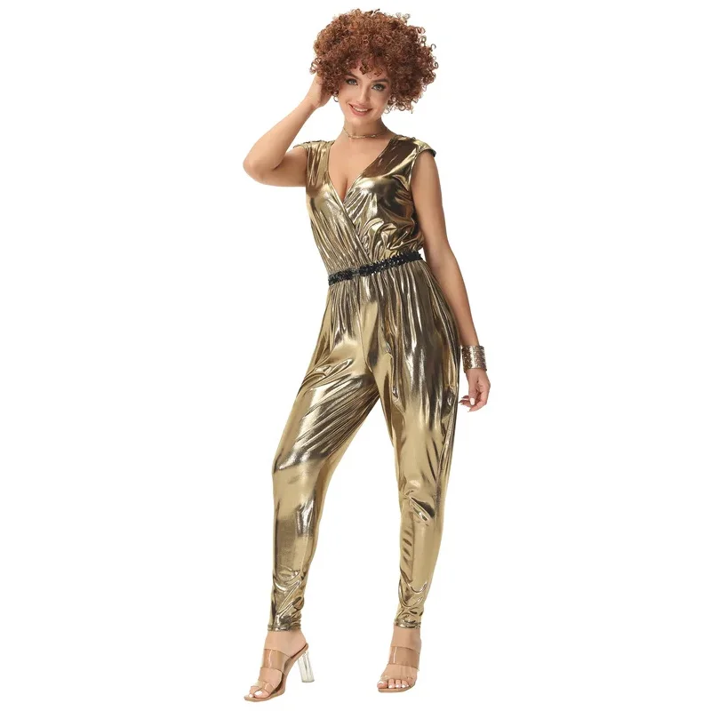 골드 빈티지 70's 디스코 커플 의상 성인 80's 히피 의상 정장 남성 여성 음악 축제 파티 의상 코스프레