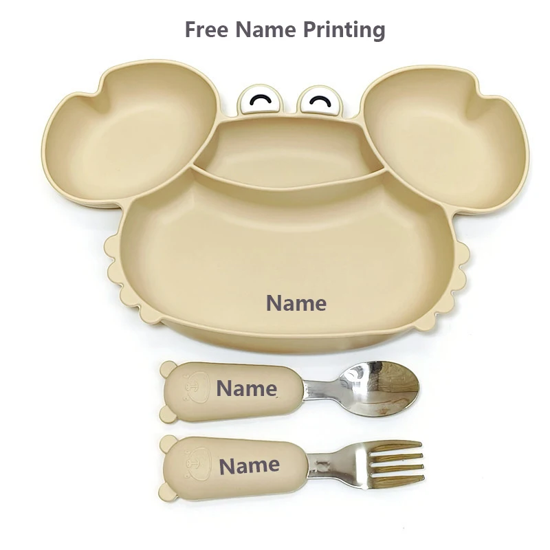 

Kids' Tableware Bowl Personalized Name Printing Fade-Resistant Silicone Material Crab Suction Cup Meal Bowl Gift for Boys and Gi
