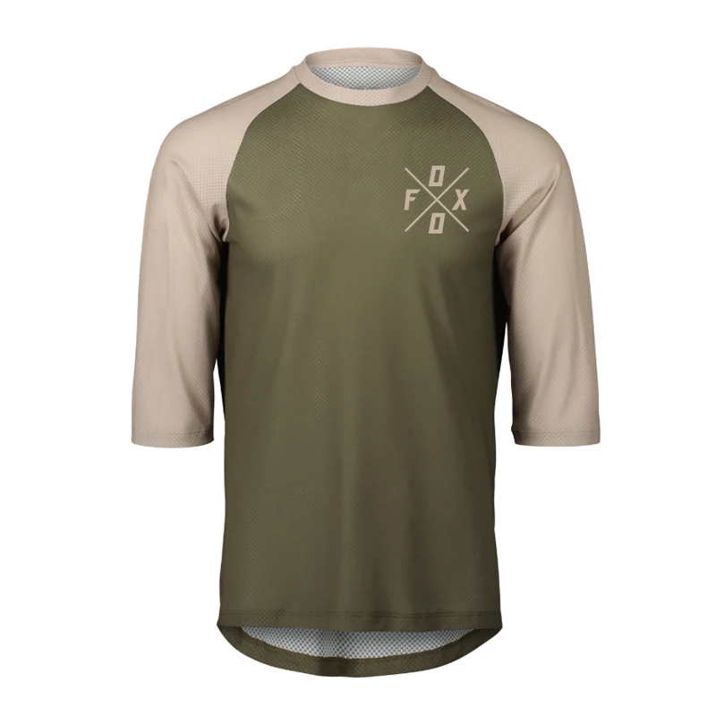 

Three-quarter sleeve quick-drying breathable FOXO Jersey mountain bike off-road racing colorblock crew neck shirt