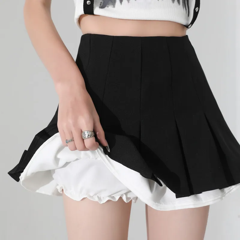 

GUUZYUVIZ Women Black High Waist A-line Mini Skirts Y2k 2024 Spring Summer Japanese College Style Pleated Skirt Female Clothes