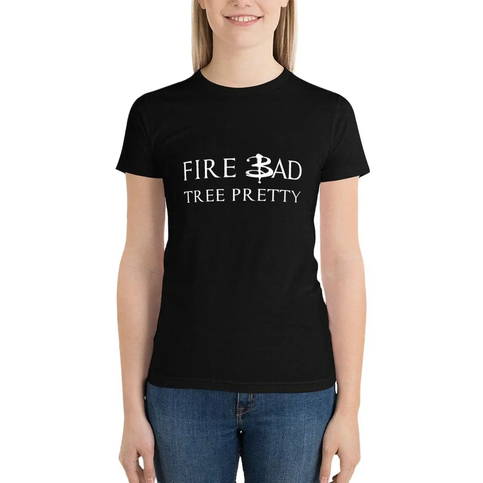 

Fire Bad Tree Pretty T-Shirt aesthetic clothes hippie clothes cute tops spring clothes Women 2024