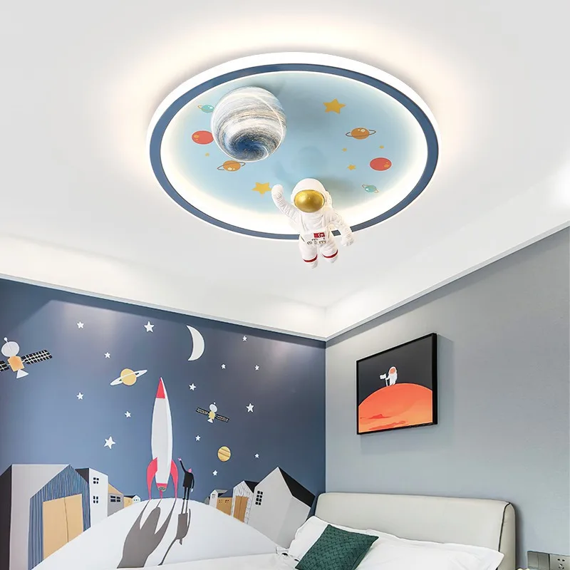 Kinderzimmer Junge Schlafzimmer Deckenleuchten LED Runde Astronaut Licht Moderne Warme Babyzimmer Kinderzimmer Dekor Astronaut Deckenleuchten