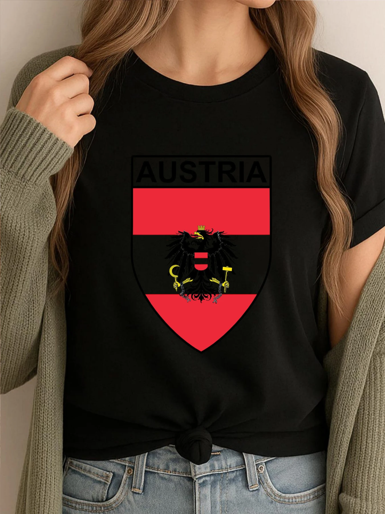 

Austrian State Flag Gifts Stickers Products Gf Luxury Clothing Oversized T Shirt Graphic Tees Streetwear Printed Tops