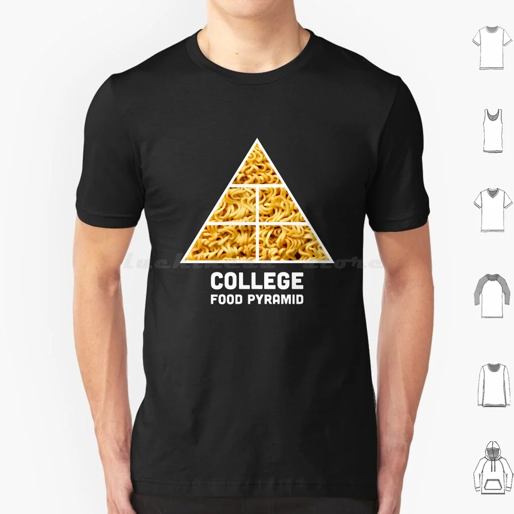 Ramen , The College Food Pyramid T Shirt Big Size 100% Cotton Ramen Ramen Noodles Instant Ramen Cup Ramen Noodles Japan