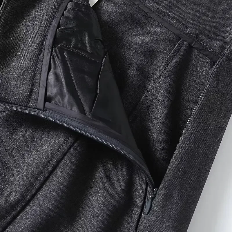 Dames Lente 2024 Nieuwe Mode Temperament Joker Textuur Gemengd Middellange Rok Retro Hoge Taille Rits Rok Mujer