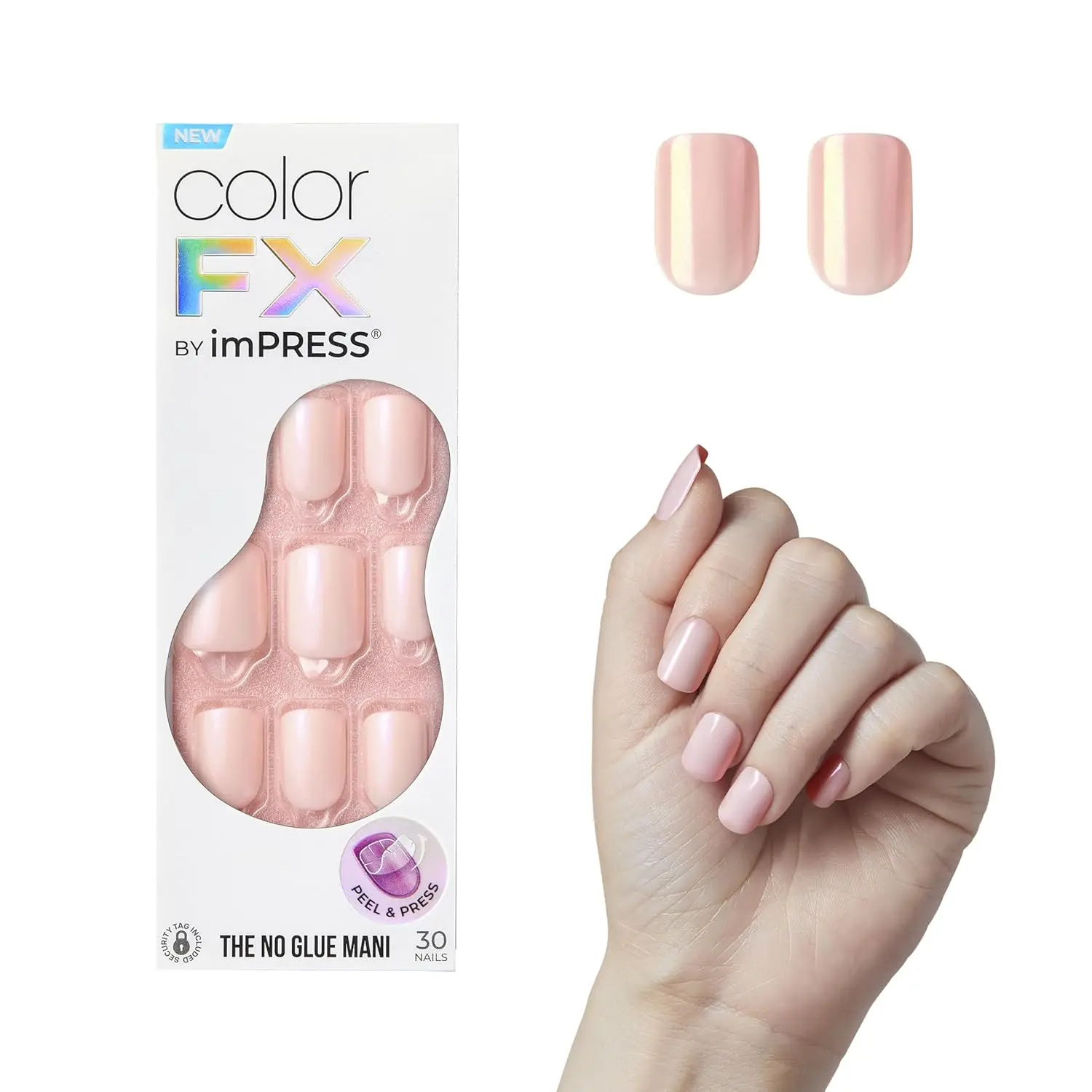 

Накладные ногти без клея, Color FX 'Good Mood' розовые, короткие, квадратно-овальные, 30 шт. с пресс-пудрой и пилочкой