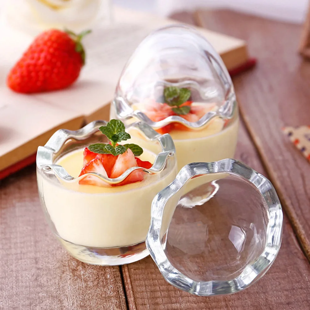 

3Pcs Transparent Eggshell Pudding Cups Suitable for Ice Cream Custard Souffle Dessert Jars Baking Pudding Cups