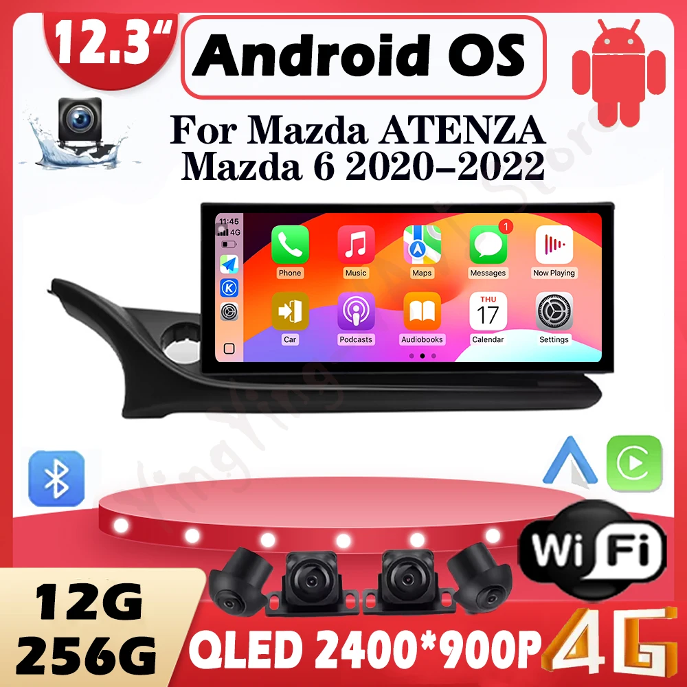 أندرويد 15 راديو تلقائي لمازدا ATENZA مازدا 6 2020-2022 مشغل وسائط متعددة وحدة رأس Carplay اللاسلكية 12.3" #1