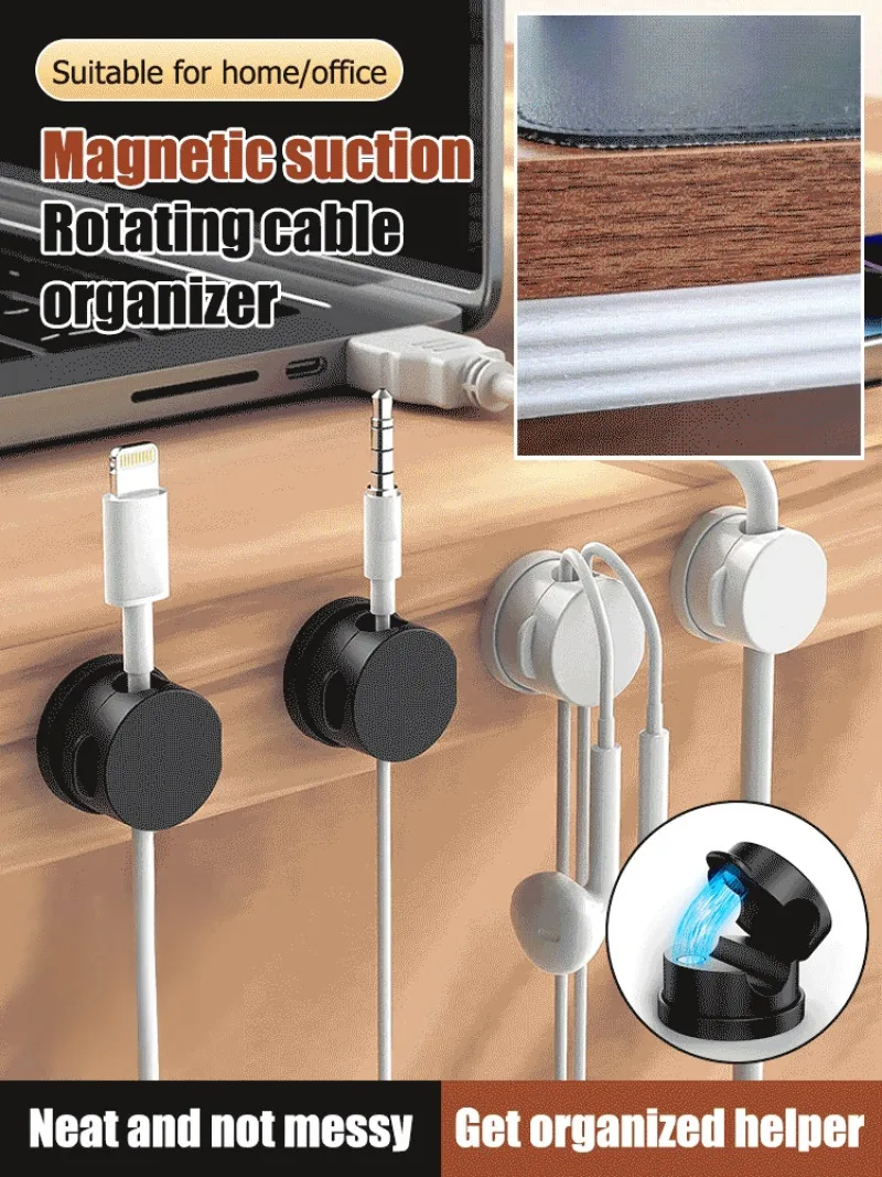 Magnetic Cable OrganizerDesktop Cable OrganizerData Cable Charging Cable WinderNon-Trace Hole-Free Storage Fixer