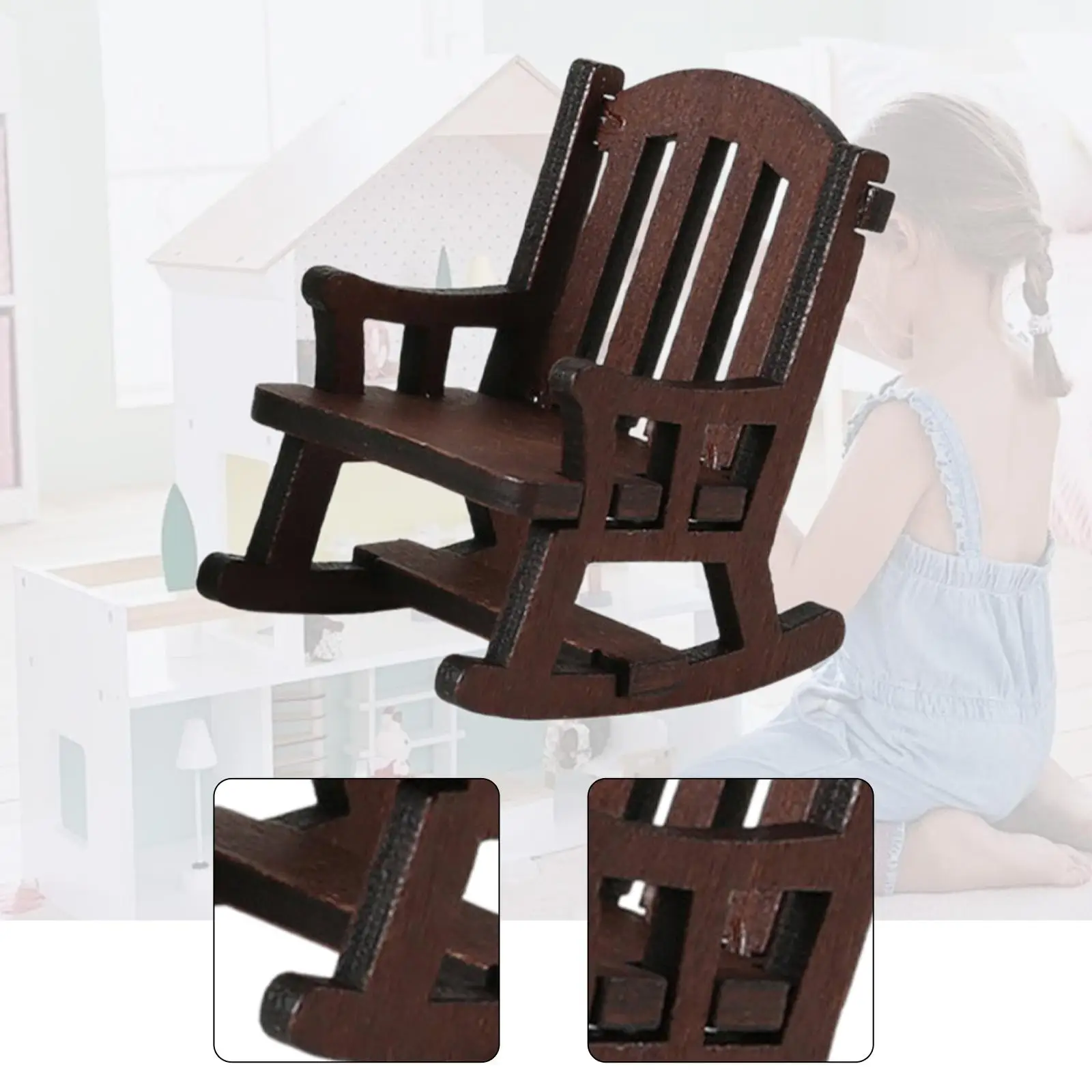 1:12 Schaukelstuhl-Kollektionen, Miniatur-Veranda-Rocker-Spielzeug für Gebäude, DIY-Projekte, Feengarten, Bahnhof, DIY-Landschaft