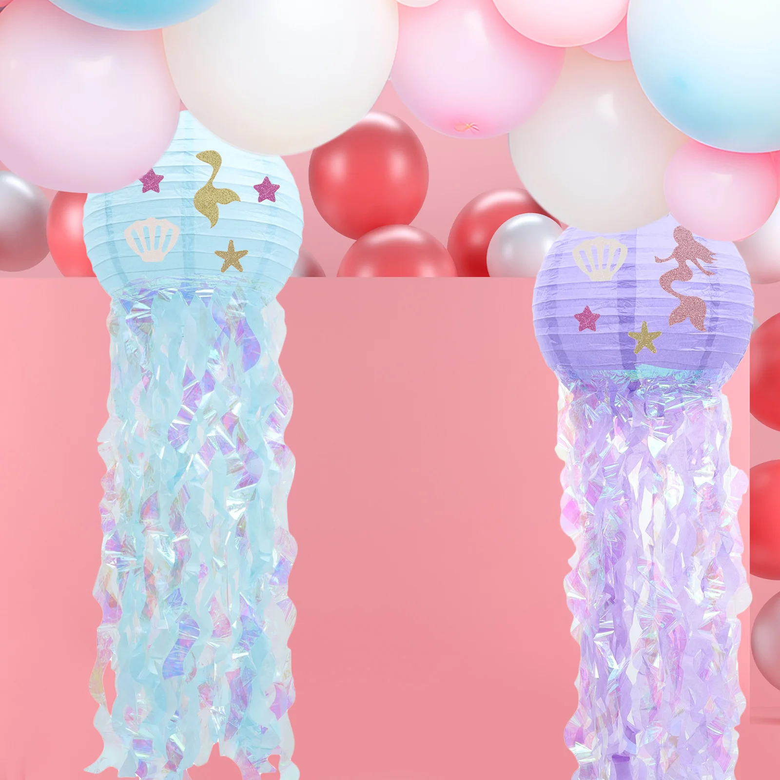 

3Pcs Jellyfish Paper Lanterns Mermaid Themed Party Hanging Lanterns Party Decorations Reusable Hanging Decor