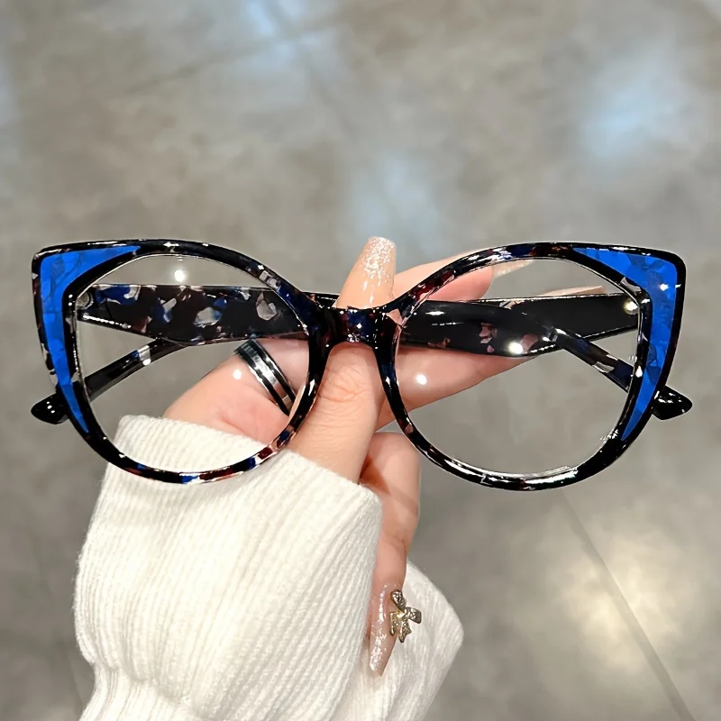 Blue Light Blocking Cat Eye Glasses with Gradient Color Frame, Transparent Lenses for Men and Women