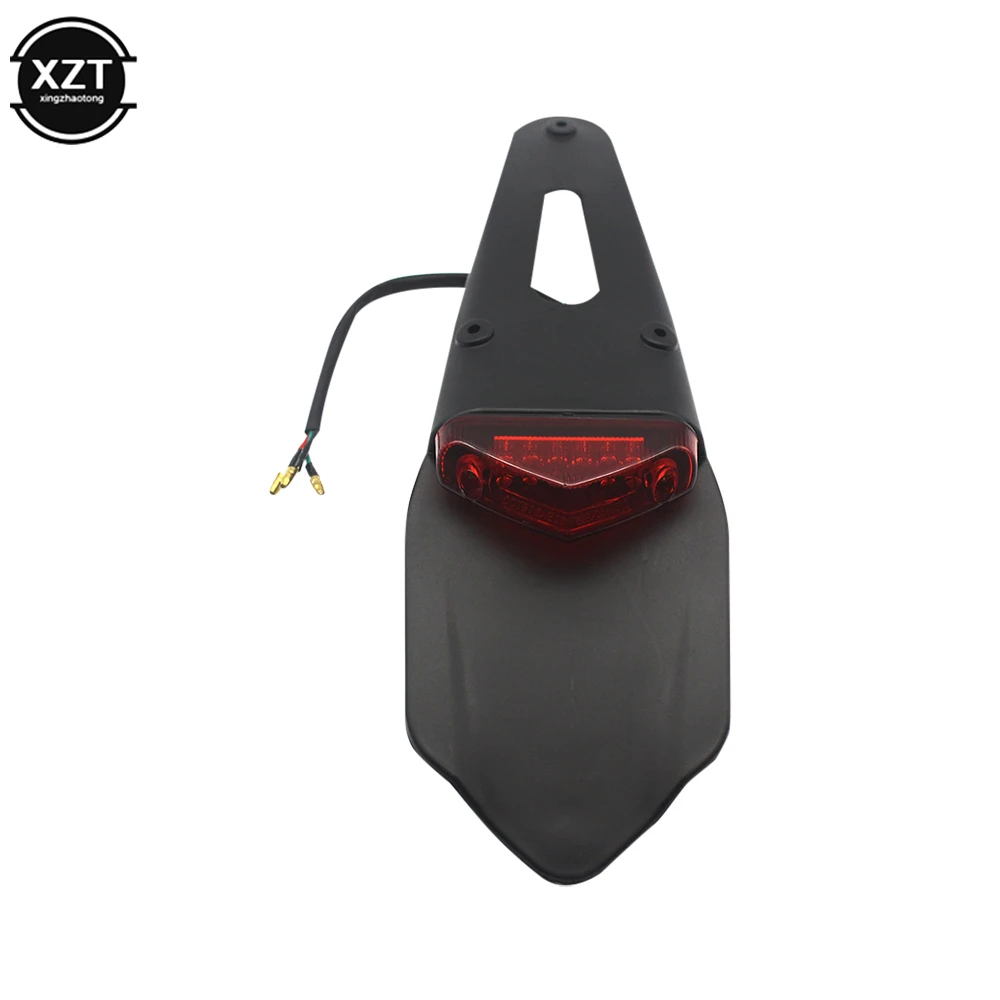 Universal Motorcycle Rear Fender License Plate Bracket Holder with 12V LED Taillight Brake Lamp for Enduro Motocross Dirt Bike image 3