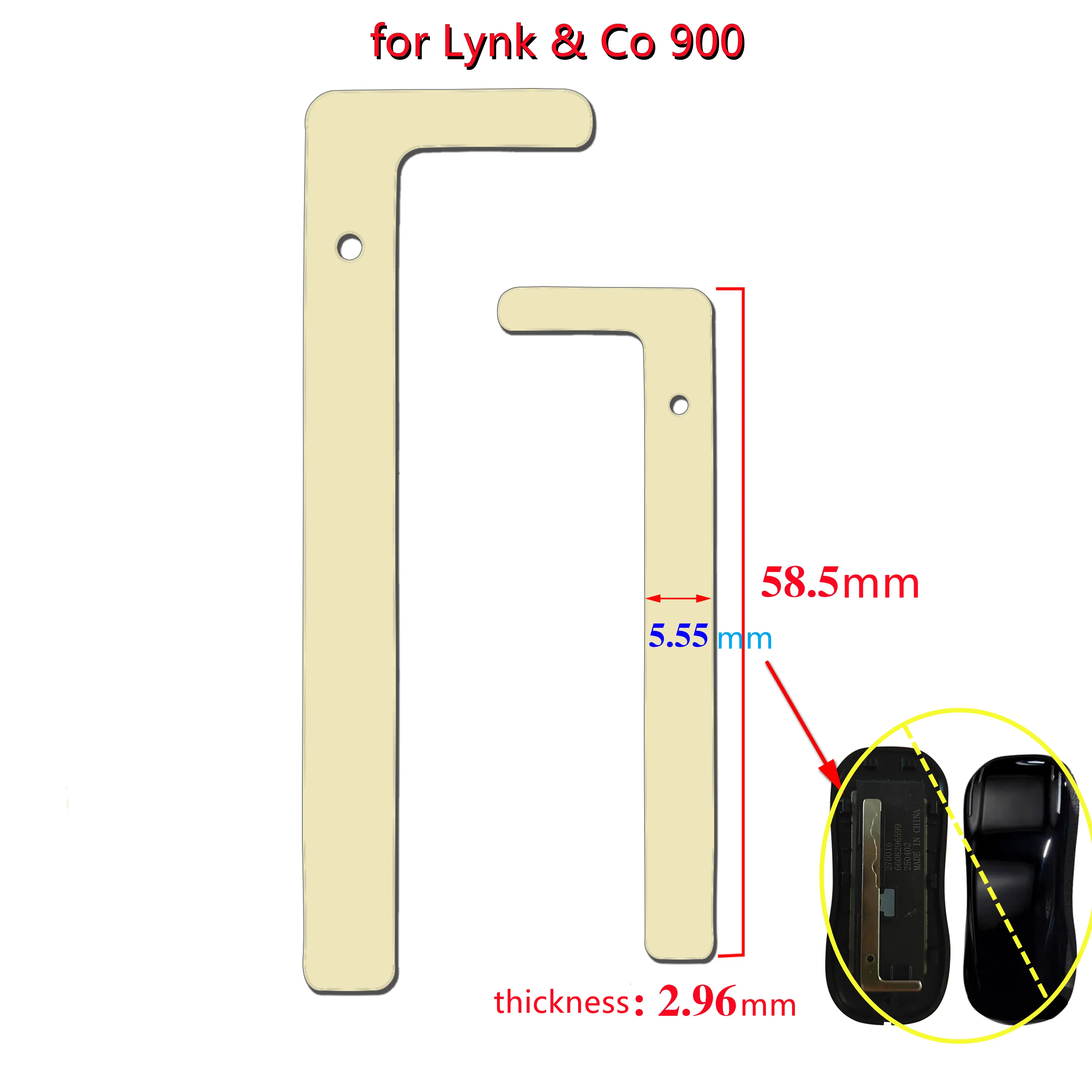 10pcs/lot Uncut Car Emergency Insert Small Smart Key Blade for Lynk & Co 900