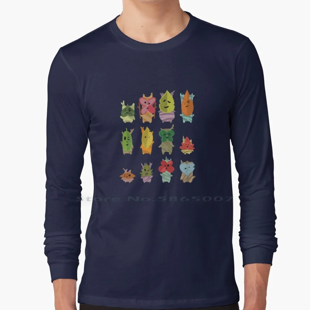 Koroks 100% Cotton Long Sleeve T Shirt Korok Legend Link Wind Waker Shell Shading Seed Makar Leaf Video Game Forest Deku Tree