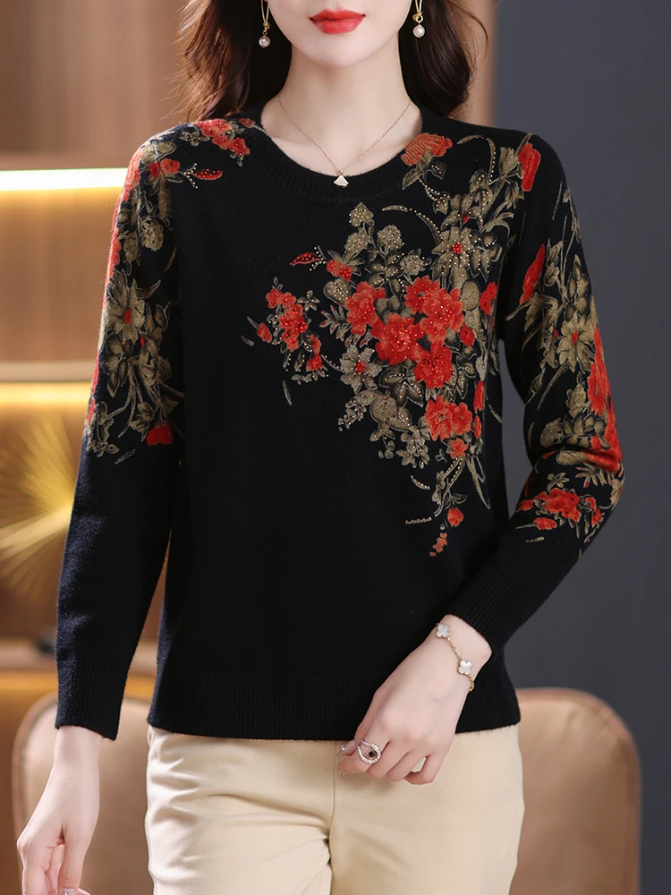 

Print Sweaters Autumn Spring Soft O Neck Knit Pullover Pulls Femme Korean Fashion Casual Jumper Long Sleeve Women Sweater