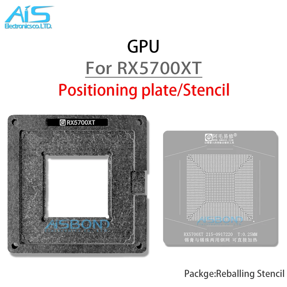 Plantilla de Reballing BGA para GPU AMAOE, para RX5700XT RX5700 XT 215-0197220, Placa de Posicionamiento, Malla de Acero para Reballing