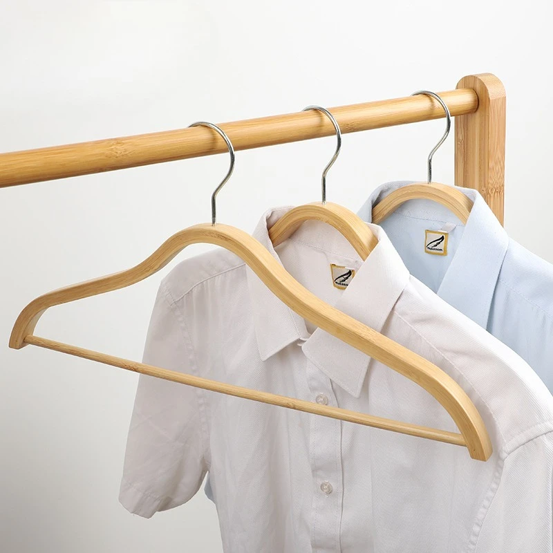 Hanger Stand Rack Hook Bamboo 10-Pcs Non-Bulge Clothes Storage Home Shop Durable Lightweight Versatile Rustproof Compact Heavy
