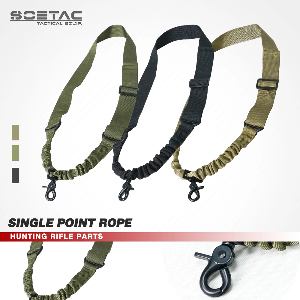 SOETAC Tactical Single Point Gun Sling Shoulder Strap Adjustable Bungee Rope Belt for Rifle Shotgun Hunting Accessories