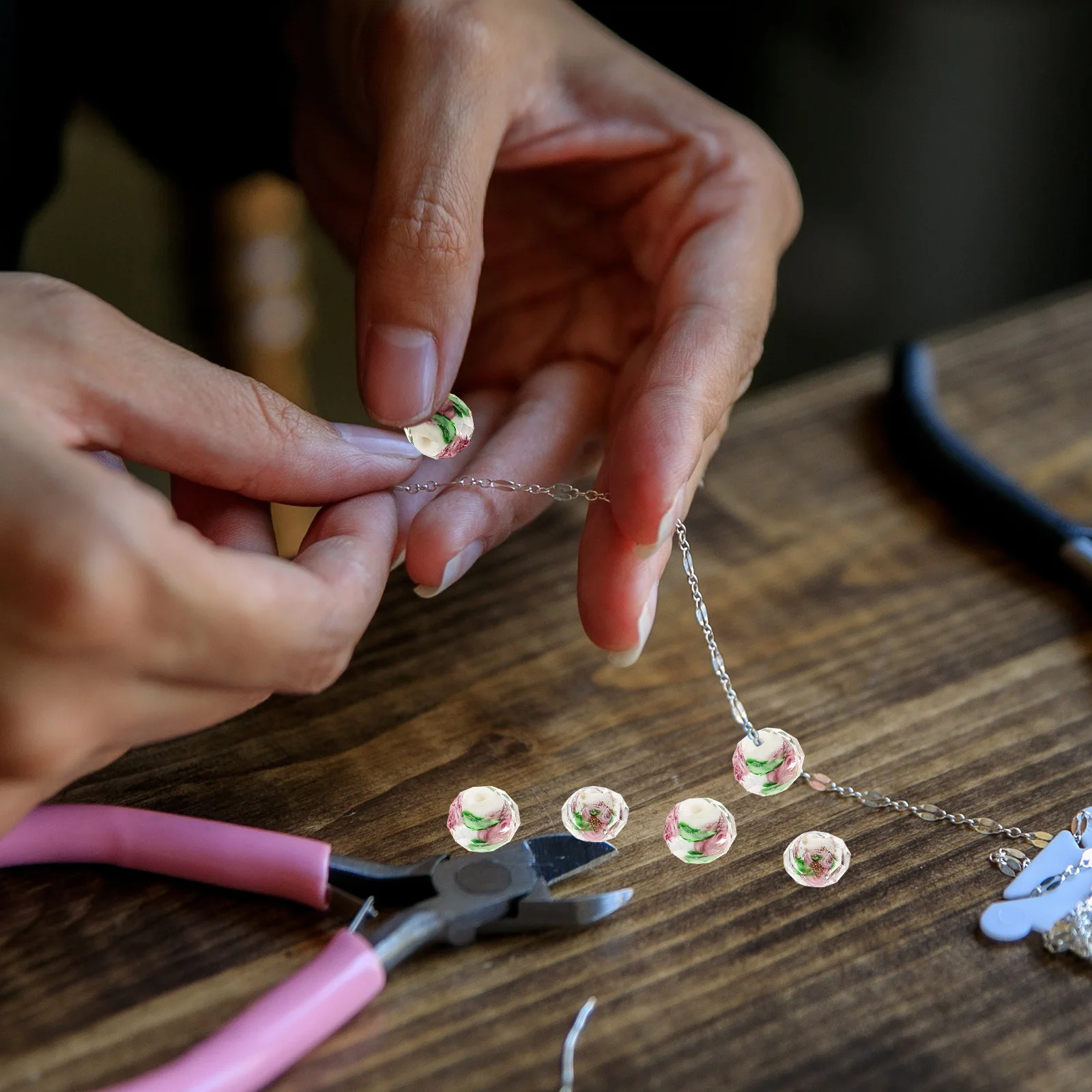 

40pcs Spacer For Jewelry Making Diy Bracelet Necklace Handcraft Craft Beads Glass Loose Beads Azure Design