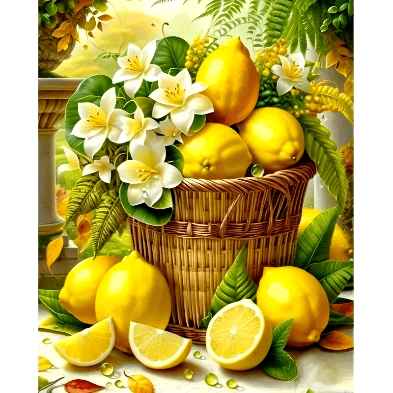 5D Frameless Diamond Painting Kit with Lemon Blossom Scent, Diamond Art Set, Diamond Painting And Crafts for Home Wall Decor