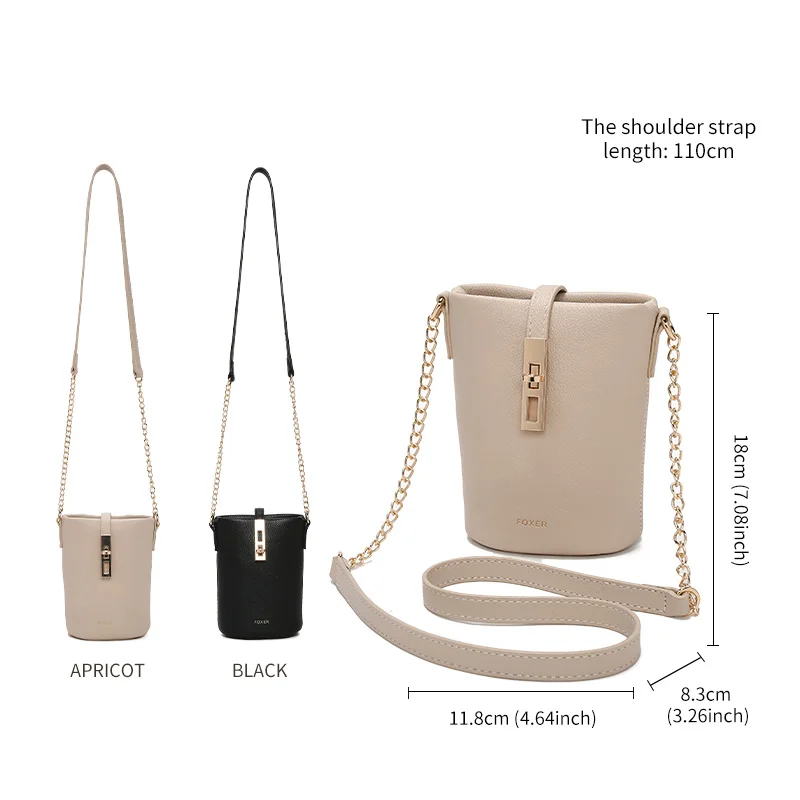 FOXER Chic Women's Shoulder Bag PU Leather Fashion Phone Bag Simple Lightweight Girl Travel Bag Small Crossbody Bag Purse image 6