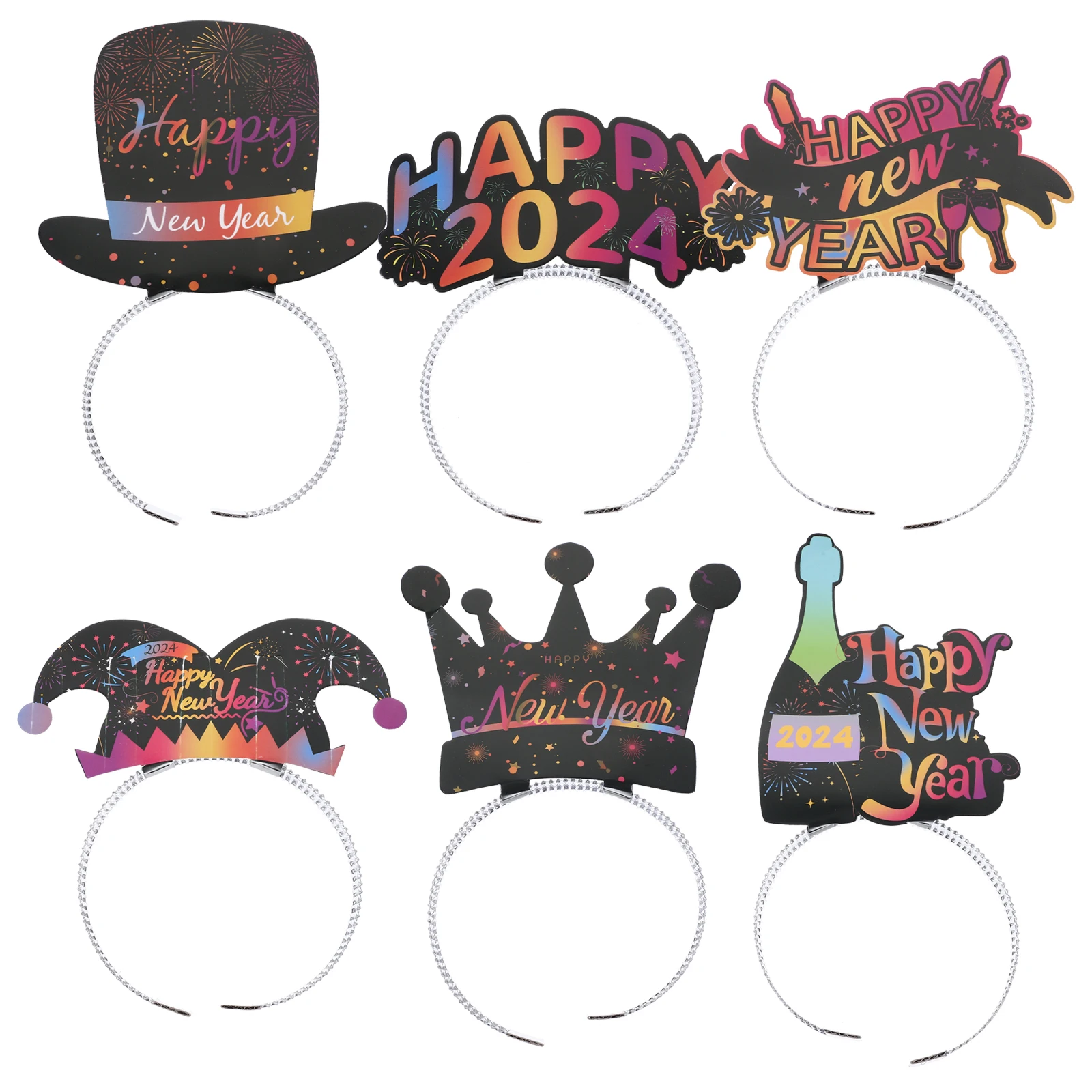 

6 Pcs New Year Headband Party Headwear Hair Hoops Accessories For Years Hairbands Star Shape Decor