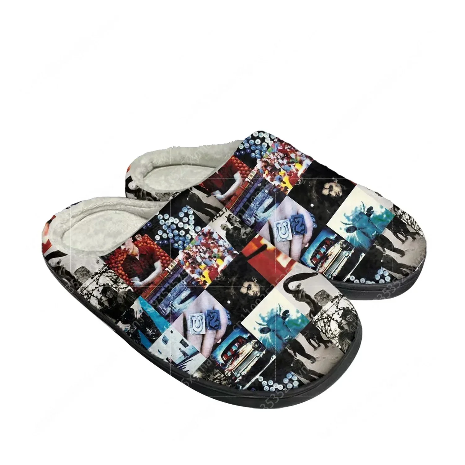 

U2 Rock Band Home Cotton Slippers High Quality Mens Womens Youth Boy Girl Plush Bedroom Keep Warm Shoes Custom Thermal Slipper
