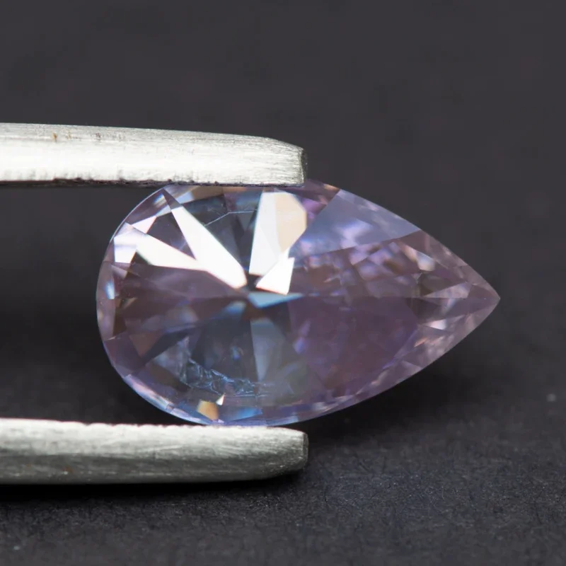 Moissanite Stone Pear Cut Light Purple Color  Charms Gemstone Advanced Shiny Jewelry Rings Earrings Making with Certificate