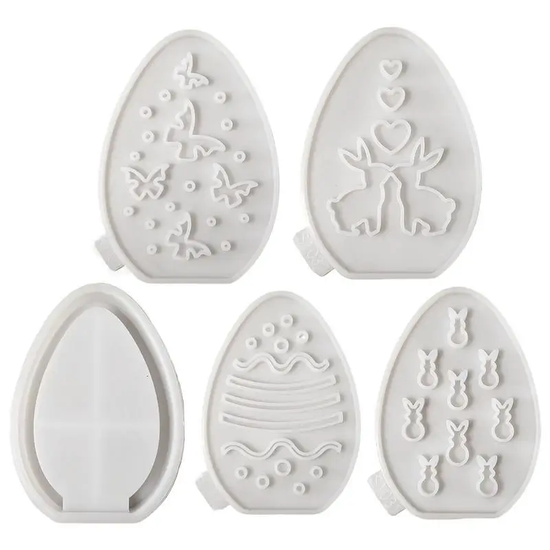 Easter Silicone Molds For Resin 5X Egg Shaped Easter Silicone Casting Mould Projection Design Easter Bunny Baking Mould Easter