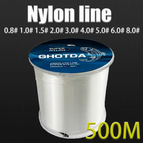 500M 나일론 낚시 라인 베이스 잉어 낚시 모노필라멘트 3.4LB-28.6LB 메인 라인 바다 물고기 Pesca 용 초강력 플루오로카본