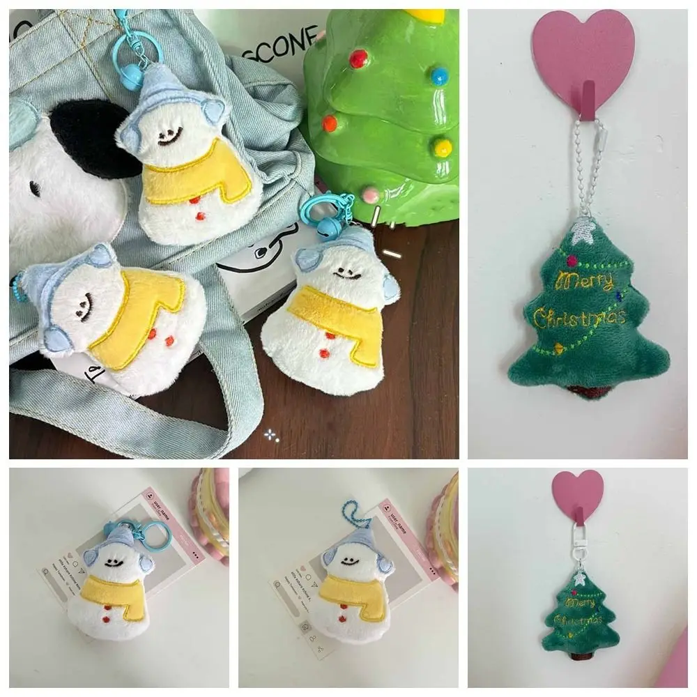 

Unique Cartoon Christmas Tree Key Ring Backpack Charms Bell Xmas Snowman Pendant Plush Kawaii Christmas Mini Key Ring Friends