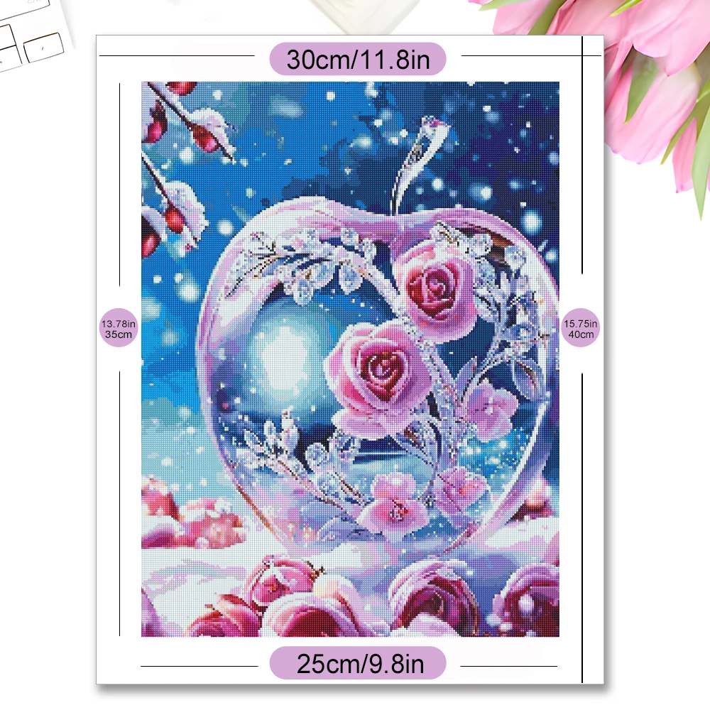 Momoart DIY Diamond Embroidery Rose Flower Picture Rhinestones Mosaic Apple Landscape New 2024 Diamond Painting Wall Art