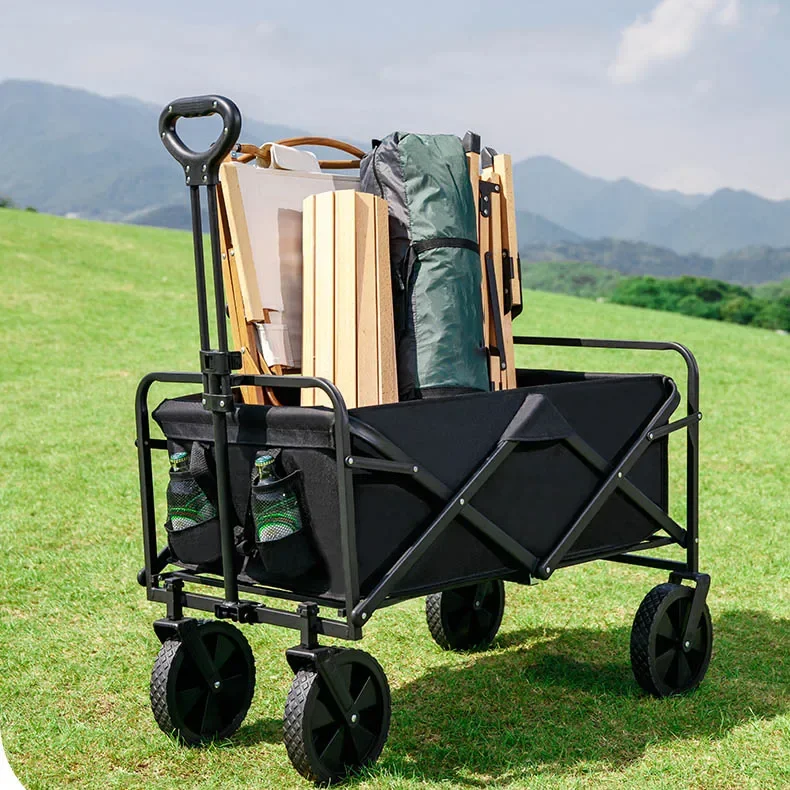 Wholesale Price Utility Wagon Beige Camping Trolley Portable Garden Folding Wagon Cart