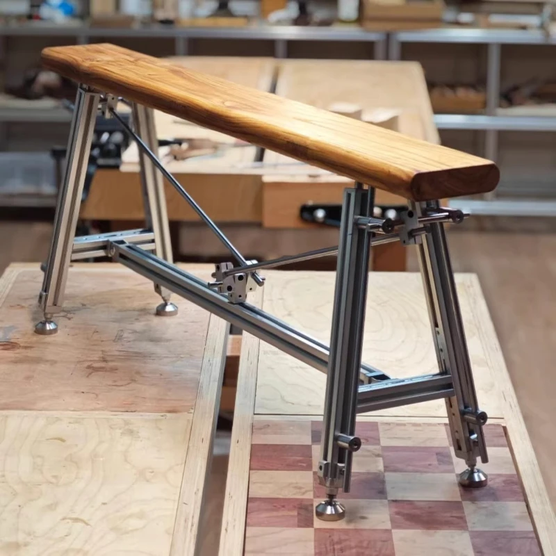 Aluminum profile optical axis, ocean slab bench, black household dining table, bench walnut log stool
