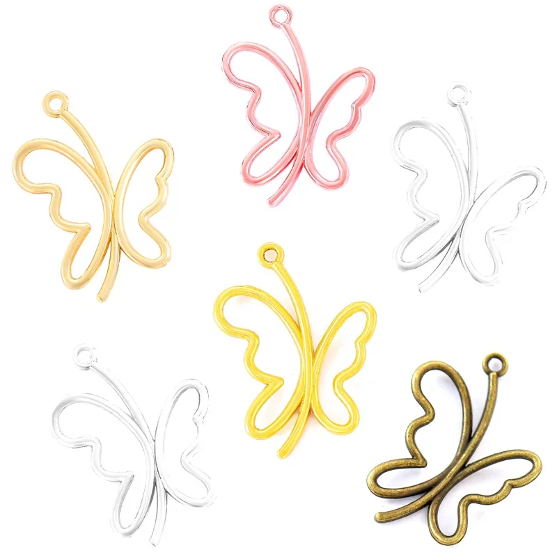 20pcs 6 Color butterfly Charms For Bracelets Necklace Pendant DIY Handmade Jewelry Making accessories 26*19mm D2139