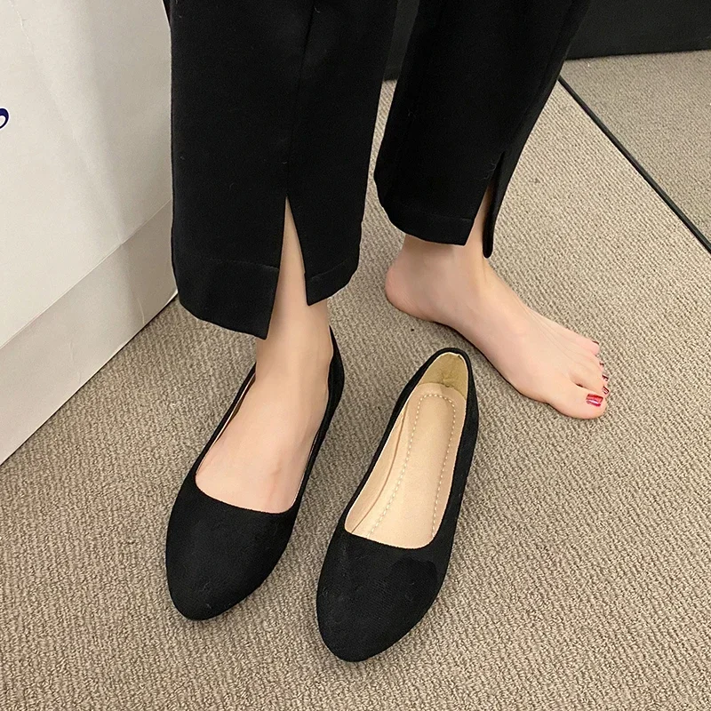 Women Flats Slip on Flat Shoes Candy Color Woman Boat Shoes Black Loafers Faux Suede Ladies Ballet Flats Shoes for Women