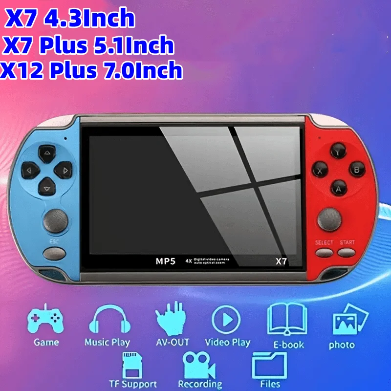 X7/X7 Plus/X12 Plus Handheld Game Console Portable Video Game HD Screen Retro Game Console for NES/GBA Built-in 2500 Games